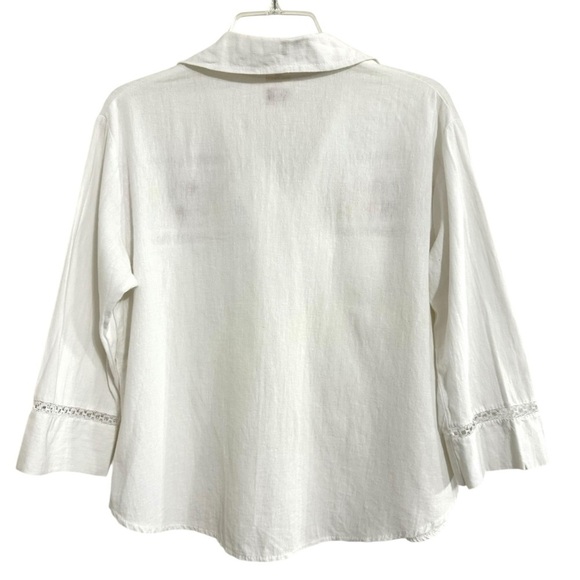 Hand Embroidered Mexican Manta Cotton Blouse Shirt Top Wmn’s Size M L White Boho - Picture 7 of 9